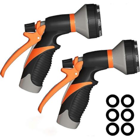 Adjustable Garden Hose Nozzle Spray with 8 Patterns for Plants, Lawn, Car & Pets (2 Pack)