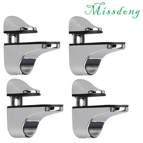 Adjustable Glass Shelf Brackets, 4 Pcs Glass Shelf Supports, Wall-Mounted Glass Clamps, Glass Shelf Supports, for Glass Shelves