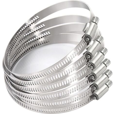 Adjustable hose clamp, stainless steel pipe hoop, 6 pieces, adjustable worm gear 91mm-115mm