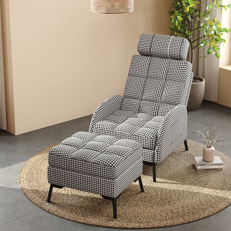 Upholstered matte velvet sleeper armchair online recliner sofa lounge chair with footstool