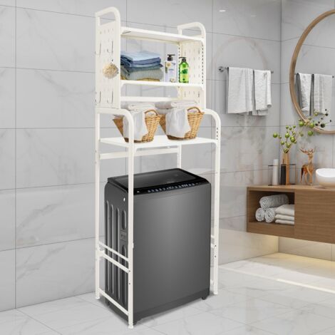 Adjustable Laundry Room Shelf Expandable Over Toilet Washing Machine Storage Rack