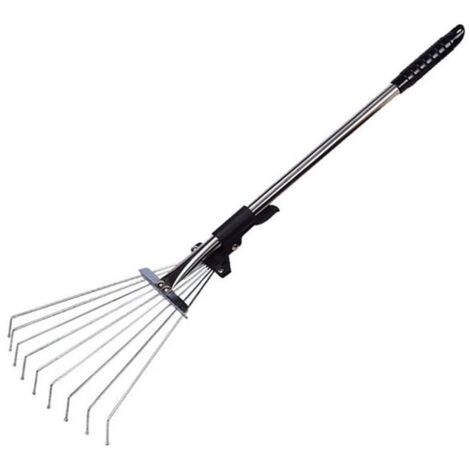 Adjustable Leaf Rake with Handle, 70cm Fan Broom, Metal Leaf Rake with Gloves, Garden Rake, Yard Rake, Leaf Rake, Lawn Rake for Cleaning Plants, Lawn and Yard MUMU