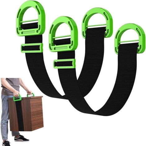 Adjustable lifting conveyor belt, furniture conveyor belt, supports the transport of furniture, boxes, and household items up to 100 kg, pack of 2 single-handle lifting straps.