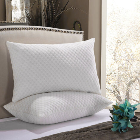 Adjustable Medium-sized Bed Pillow with Water Cube Pattern for Home Use, 66 x 48 cm