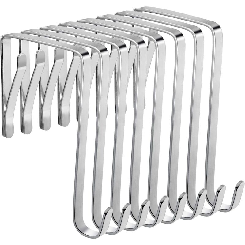 Csparkv - Adjustable Metal Door Hooks, 8 Pack Adjustable Over Door Hooks 10 x 5 cm, Fits Interior Doors with a Thickness of 3.6 to 4.9 cm, No