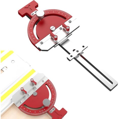 Adjustable multi-angle miter gauge for table saws – Right-angle guide – Angle stop for Makita, Festool and DeWalt guide rails