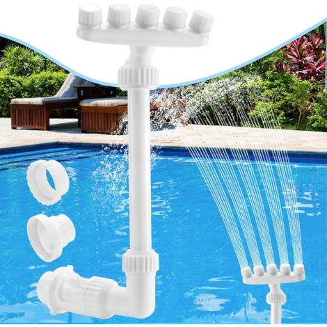 Adjustable Pool Fountain, Sprinkler Fountain with 5 Nozzles, 360° Direction Control