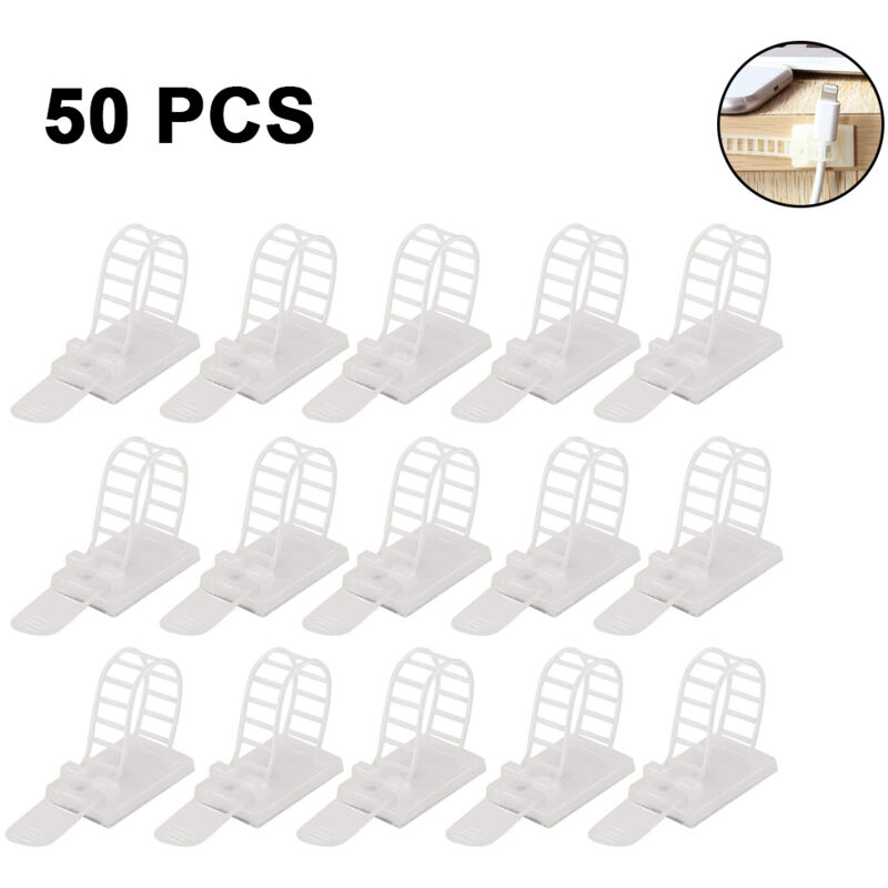 Adjustable self-adhesive cable ties, 50 pieces for efficient cable management at home and in the office