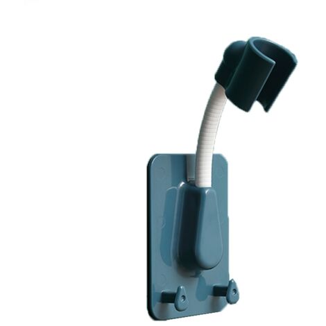 Adjustable Shower Head Holder, with Adhesive Tape and 2 Hooks, Blue/White