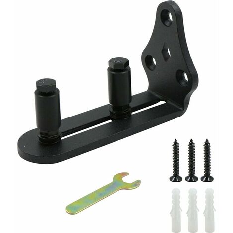 Adjustable Sliding Door Guide - Adjustable Wall Mount Bearings Guide Rail Accessories Stainless Steel Bottom with Screws Suitable for 2.5-5 Thickness, Black, 1 PCS
