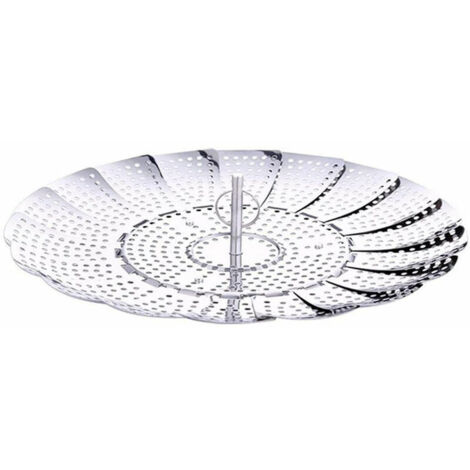 Adjustable Stainless Steel Steamer Insert, Vegetable Steamer, Foldable Steamer with Heat-Resistant Sliding Handle and Non-Slip Feet