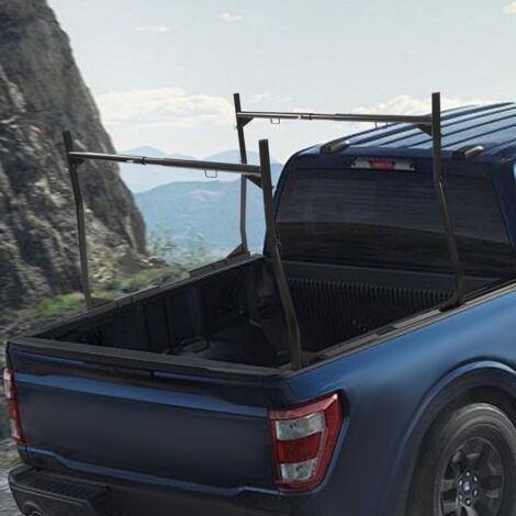 Adjustable Steel Trunk Bed Pickup Truck Ladder Rack W/ End Caps 800lbs Black