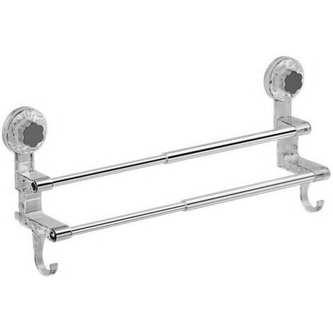 Adjustable suction cup towel rack 48–80 cm, transparent, no drilling required, for glass and tiles