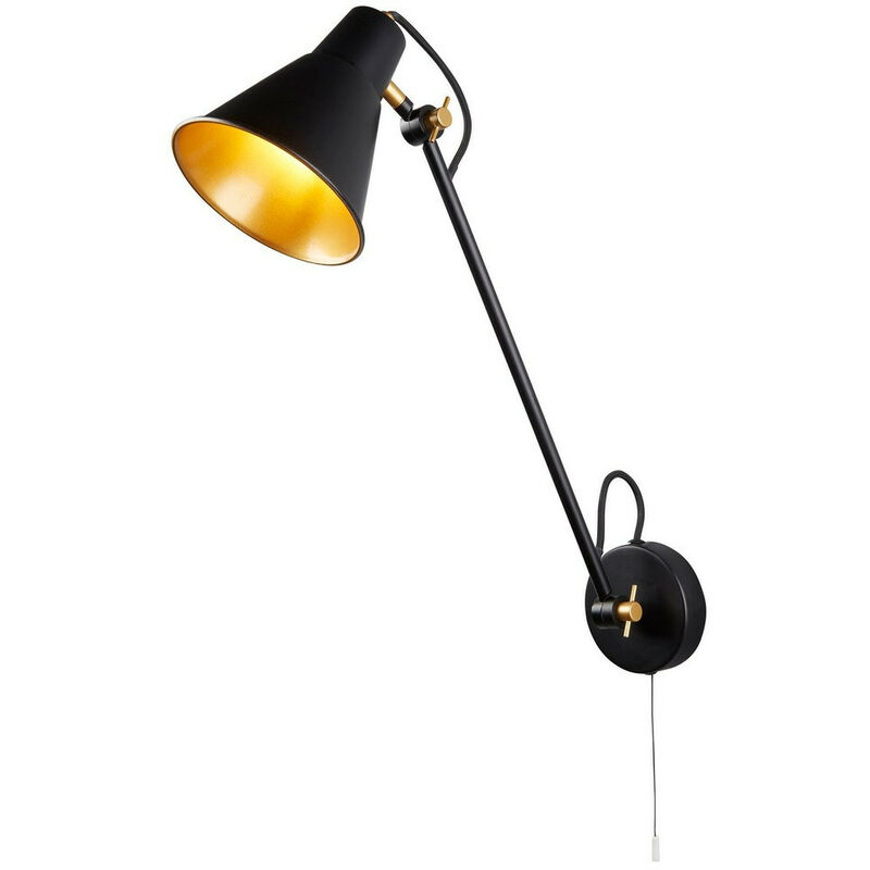 Adjustable Wall Bracket 1 Light Matt Black Gold - Searchlight