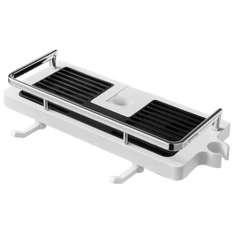 Adjustable Wall Mounted Shower Shelf, Bathroom Kitchen Storage Basket Fix on Pipe, Anti-Rust Metal Shower Caddy, Practical Wall Bracket Convenient 27x12x6 cm