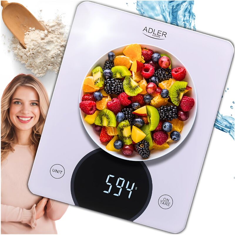 Adler - ad 3173S balance de cuisine jusqu'à 10 kg avec affichage led gris