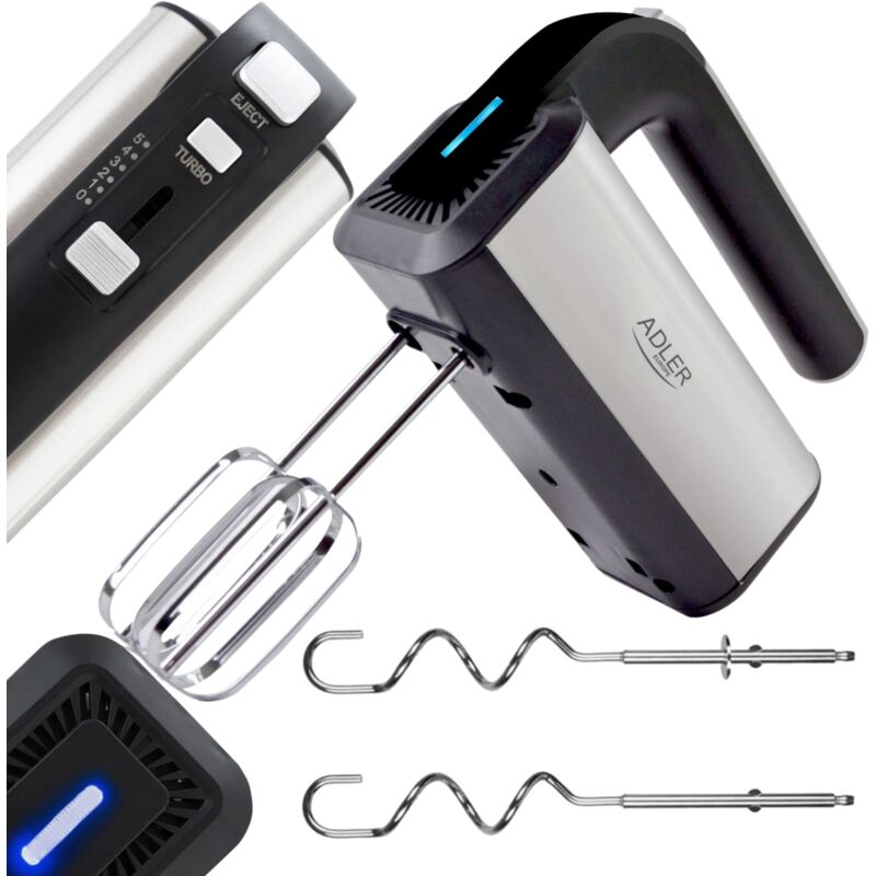 Adler - Mélangeur manuel Mélangeur inox 5 vitesses 800W ad 4225