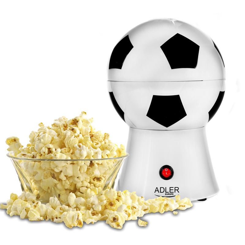 Adler - ad 4479 Palomitero, Máquina de Palomitas de Maíz, Listas en 2 minutos, Circulación Aire Caliente, Balón 1200W Blanco - Blanco