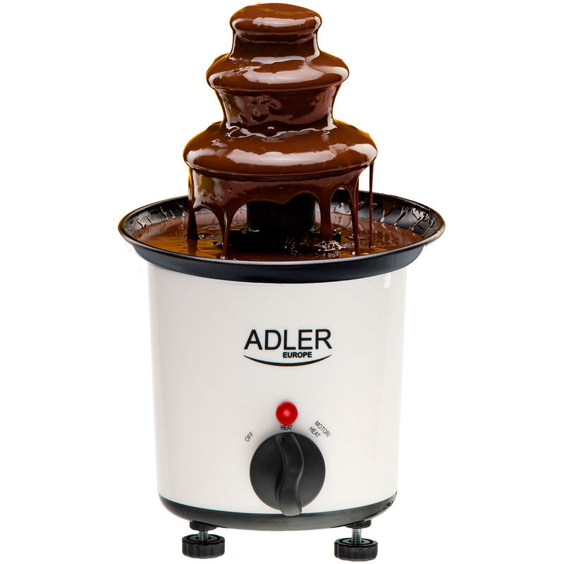 Adler - AD4487 Fuente Chocolate Eléctrica, Cascada 3 Niveles, Acero Inoxidable, 200ml Chocolate, Termostato 30W Blanco