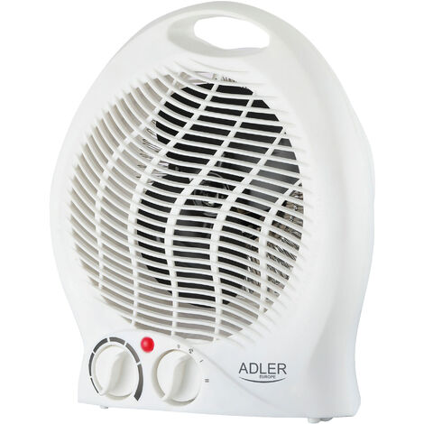 Adler AD 7728 Calefactor Ventilador Aire Caliente / Frío, Termoventilador, 2 Niveles Temperatura, Termostato 2000W Blanco - Blanco