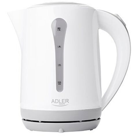 Adler AD1244 Bouilloire Électrique 2,5L, sans BPA, Résistance Cachée, sans fil 360° 2000W Blanc