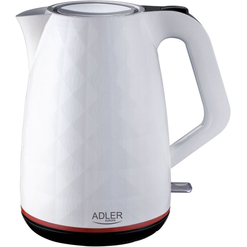 AD1277W Bouilloire Électrique 1,7 l sans Fil, sans bpa, Avec Arrêt Automatique, Filtre 2200W Blanc - Adler