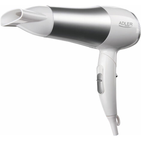 Adler AD2225 Sèche-cheveux de Voyage Pliable 2 Niveaux de Puissance, Air Froid Buse 360° 2200W Blanc/Gris