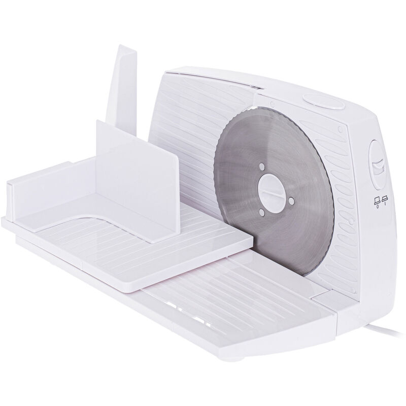 Adler AD4703 Trancheuse de Viande Pliant, Coupe Réglable Jusqu'à 15 mm Acier Inoxydable 400W Blanc