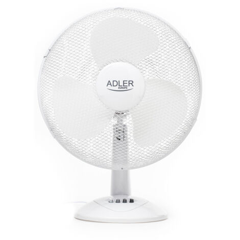 Adler AD7304 Ventilador Mesa Silencioso, Diámetro Ext. 40cm, 3 Velocidades, Oscilante, Orientación Ajustable 90W Blanco