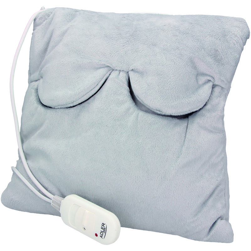 Adler - ad 7403 Cojín Eléctrico Calor, 38x38 cm, Cervicales, Cuello, Espalda, Lumbar, 2 Niveles Temperatura, Lavable 80 w Blanco/Gris