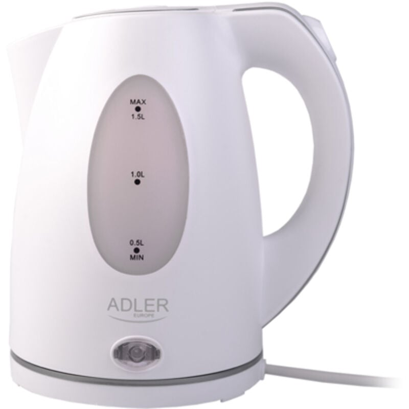 Ad 1207 Bouilloire Électrique 1,5 l sans Fil, sans bpa, Avec Arrêt Automatique, Filtre 2200W Blanc - Adler