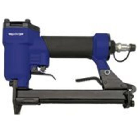 Adler Engrapadora neumática AD-603, herramienta profesional para ensamblaje y fijación industrial, mecanismo de impacto neumático, diseño ergonómico y liviano, recubrimiento protector, color metálico.