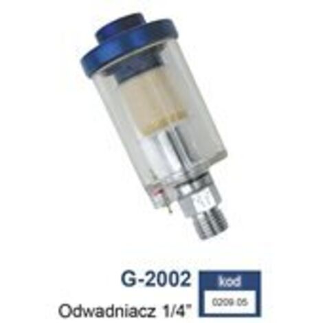 Adler Filtro separador de agua 1/4", equipo industrial para sistemas de aire comprimido, eliminación de humedad e impurezas, alta resistencia, compatibilidad con conexiones estándar, color metálico.