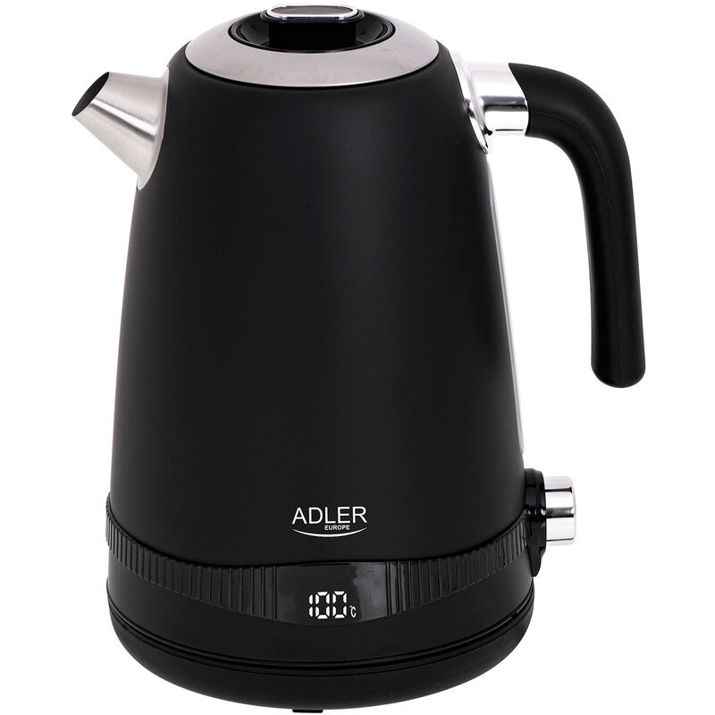 

Adler Hervidor Agua Eléctrico, Capacidad 1,7L, sin BPA, Control Temperatura, Acero Inox, Inalámbrico 2200W Negro