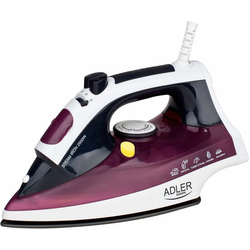 

Adler Plancha Ropa Vapor, Suela Acero Inox, Apagado Automático, Vapor Vertical, Golpe Vapor 3000W Blanco/Violeta