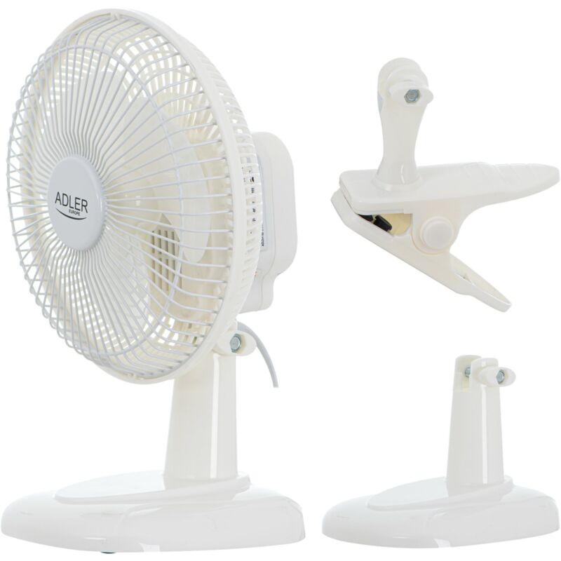 Adler Ventilateur 15 Cm Avec Clip Et Base, Multicolore, Taille Unique Ad 7317