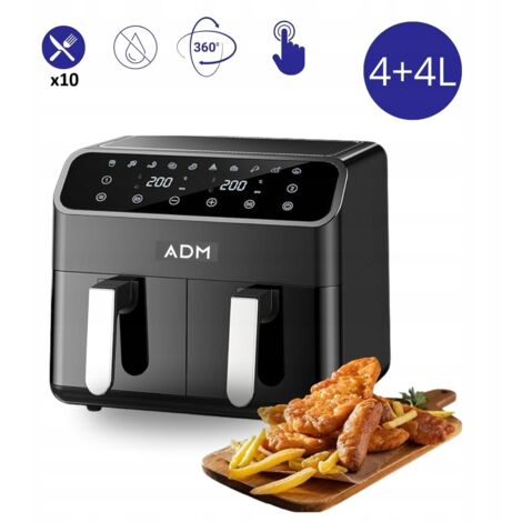 ADM Heißluftfritteuse 8L 2000W 2-Kammer-Fettfreifritteuse