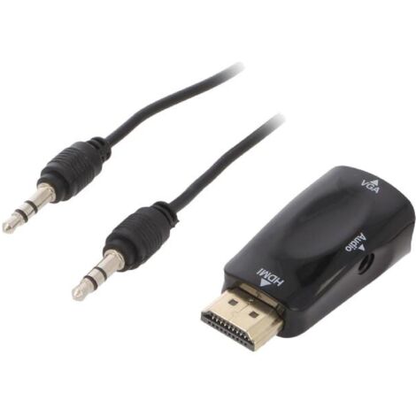 Adnauto – Adaptateur HDMI 1.4 D-Sub 15pin HD femelle – Jack 3.5mm femelle – Full HD pour connexion audio/vidéo – Sac de transport inclus