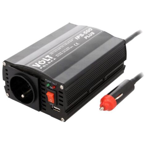 Adnauto – Convertisseur de tension 12V vers 230V 500W – Tension d'entrée 11-15V DC – Port USB pour charge – Performance 92%