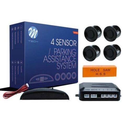 Adnauto – Kit radar de recul 4 capteurs noir – Sécurité manœuvre stationnement – Détection obstacles avec signaux sonores – Accessoires remorque
