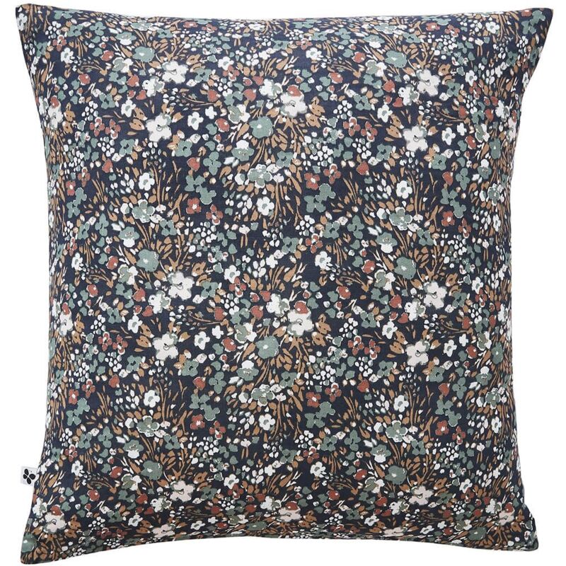 Adonis - Taie d'Oreiller 60x60cm Gaze de Coton Coloris Bleu Motifs Fleurs