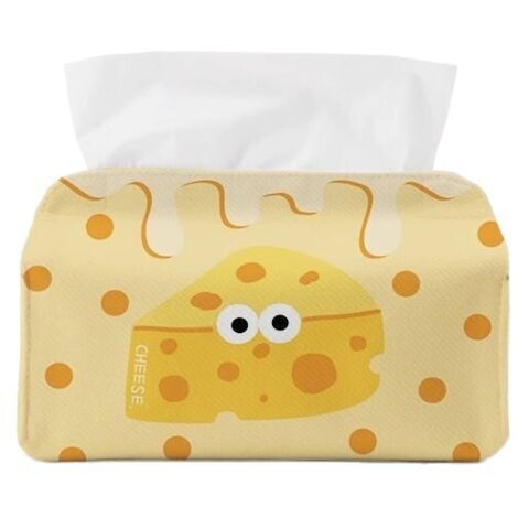 Adorable boîte à mouchoirs à motif fromage, pliable, idéale pour les tables de chevet, les tables à manger et les salons (1 pièce)
