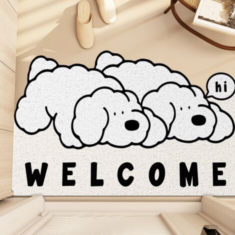 Adorable chiot en boucle de soie 4060cm Tapis de sol bouclé résistant et durable à l'usure, à motifs d'animaux de dessin animé, découpable, grattant la boue et enlevant la saleté, tapis d'entrée anti