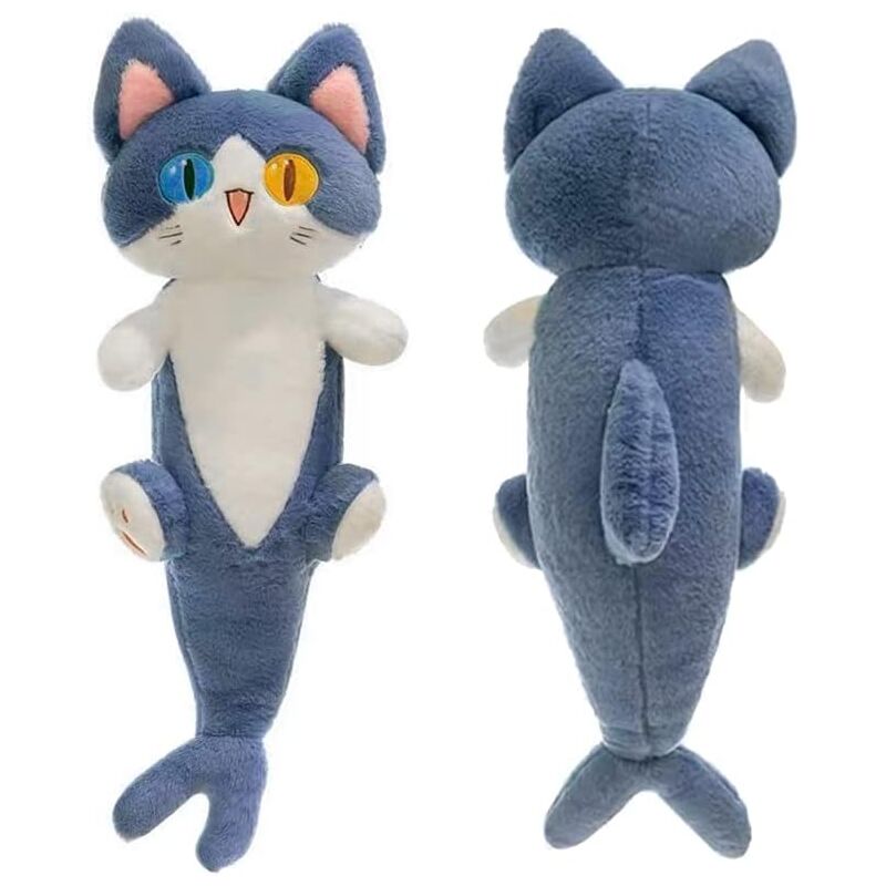 Feiyue - Adorable poupée en peluche de requin et chat, dessin animé mignon, doux, en peluche, oreiller de couchage à longue portée, jouet cadeau pour