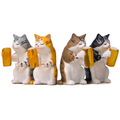 Adorable statuette miniature de chat pour décoration de jardin, décorations pour plantes en pot ---