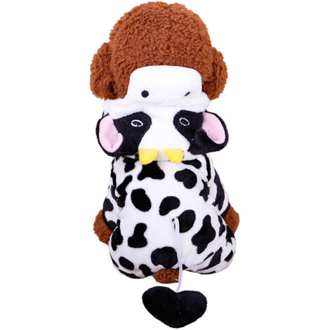Adorables costumes d'Halloween pour chiens, sweat à capuche style vache, combinaisons douces et confortables pour petits chiens