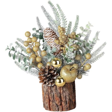 Adorno artificial para árbol de Navidad, adorno de escritorio con esquejes de frutos secos, arreglo floral navideño para repisa, tipo 2
