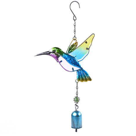 Adorno colgante cristal pájaro y libélula Campanillas viento multitubo Para Acción Gracias, hogar, jardín, balcón, iglesia Decoración navideña