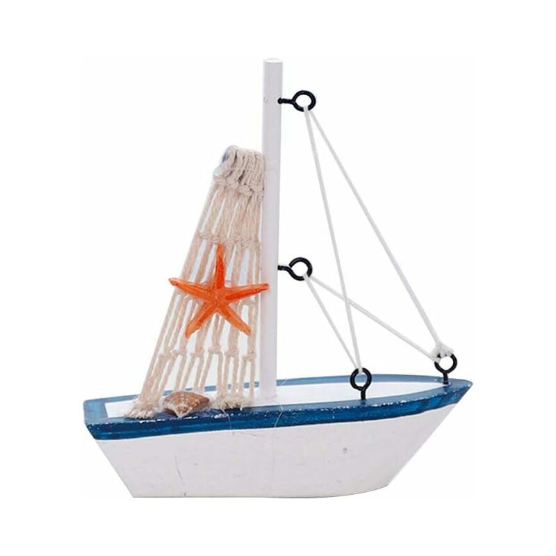 

Abcrital - Adorno de madera para velero con ancla, red de pesca, concha, estrella de mar, modelo de velero, decoración náutica