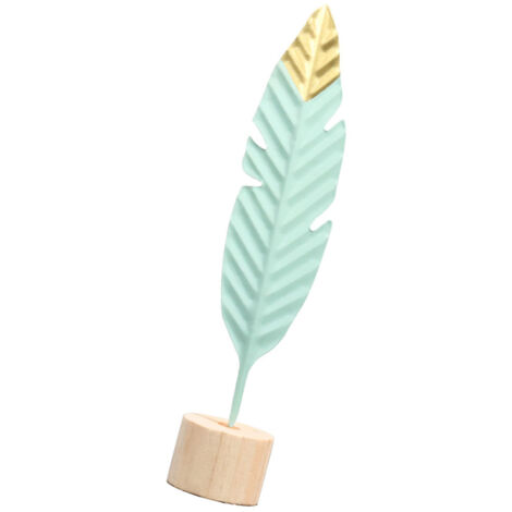 Adorno de mesa de metal con forma de pluma – Hierro decorativo con forma de pluma – 36 cm de largo